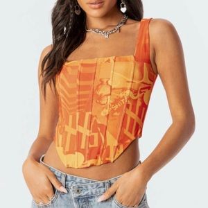 Edikted Orange Alin Corset Top